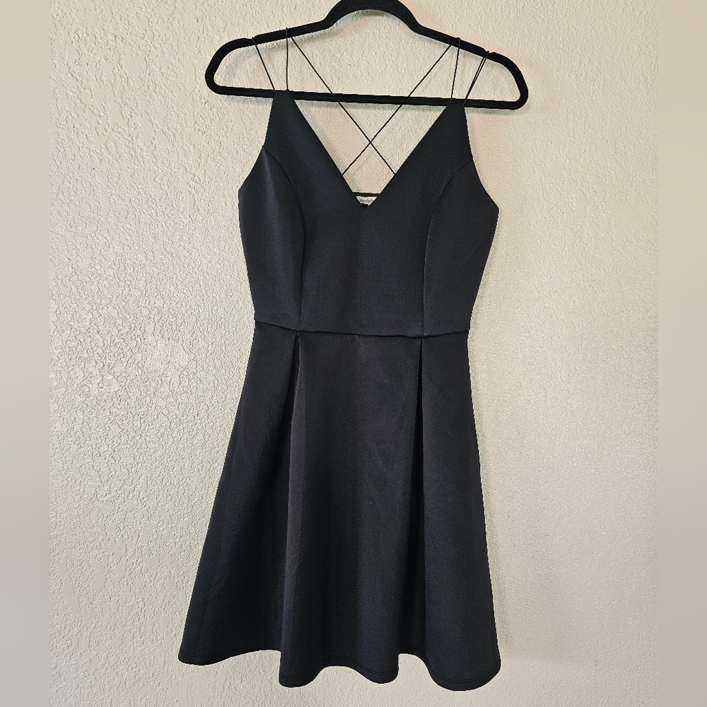 Charlotte Russe Black Satin Dress Size Medium It is Stretchy In Good Condition